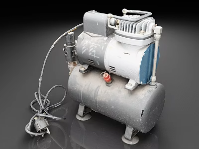 Industrial Air Compressor With Steel Storage Tank Electric Motor Power Cable And Heavy Duty Design 3d model