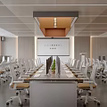 Modern School Conference Room With Long Table And Green Plants