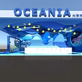 Oceania Themed Commercial Exhibition Booth With Blue Marine Elements And White Display Counter