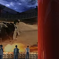 People Watching Cultural Performance Under Starry Sky Ceiling With Red Decorative Walls And Traditional Railings