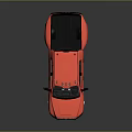 Red Pickup Truck with Modern Design Black Roof Cargo Bed and White Wheels