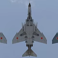 Multiple Fighter Jets Flying In Formation With Distinct Paint Schemes 3d model