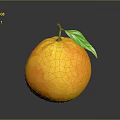 Fresh Ripe Orange with Green Leaf on Dark Background Vibrant Citrus Fruit