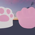 Adorable White And Pink Paw Prints Against Blue Sky With Clouds