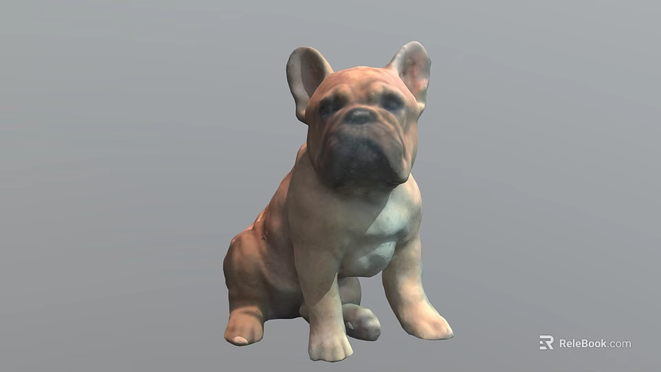 French Bulldog 3D Model Sitting Pose Light Brown Game Movie Character 3d model 
