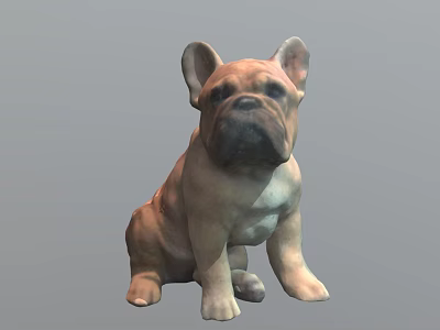 French Bulldog 3D Model Sitting Pose Light Brown Game Movie Character 3d model