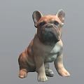 French Bulldog 3D Model Sitting Pose Light Brown Game Movie Character