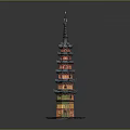 Twin Traditional Chinese Pagodas With Colorful Multi tiered Structure And Spire Tops