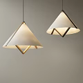 Modern Pendant Lights With Geometric Frame Light Shade Warm Lighting Minimalist Design Gray Wall Interior
