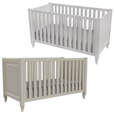 Modern Baby Cribs With Classic Wooden Railings And Soft Mattress Design 3d model