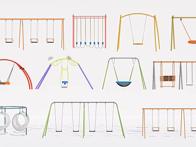 Colorful Garden Decor Swings With Various Designs And Different Structures For Outdoor Use 3d model
