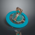 Modern Decorative Furniture With Blue Ring Base And Gold Accents