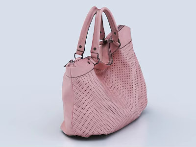 Stylish Pink Perforated Handbag With Double Handles And Modern Design 3d model