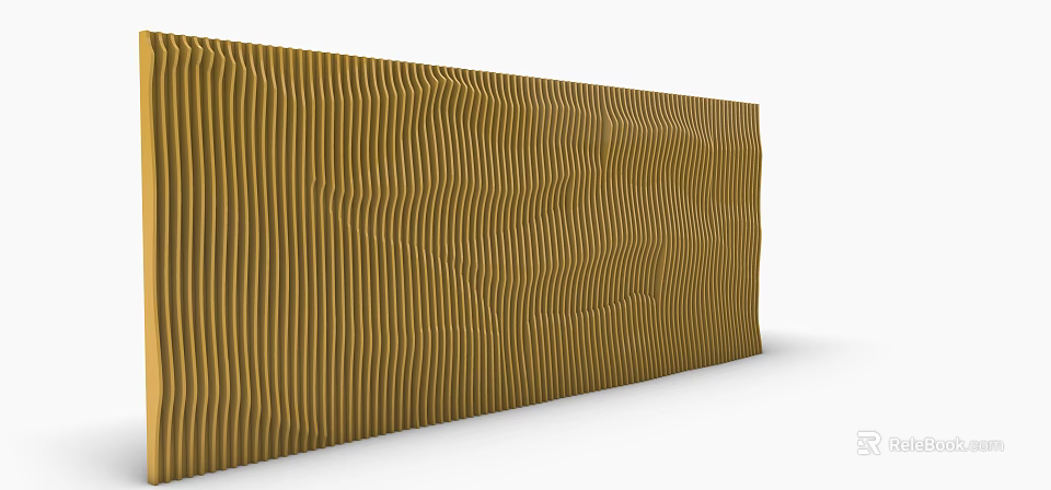 Golden Wavy Texture Wall Interior Design With Modern Decor Elements 3d model