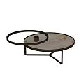Modern Nested Round Coffee Table with Marble Top and Black Metal Frame 3d model