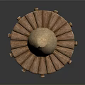 Traditional Stone Lantern With Conical Top And Layered Structure Design Details
