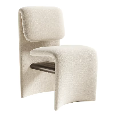 Modern Beige Upholstered Accent Chair With Curved Backrest And Ergonomic Design 3d model