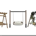 Outdoor Playground Equipment Featuring Various Swings with Wooden Structures Cushioned Seats and Pergola with Vines