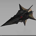 Futuristic Metallic Spaceship Design With Sharp Edges Detailed Structure And Aerodynamic Shape