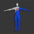 Blue And Silver Human Figure With Pepsi Logo Outstretched Arms On Dark Background