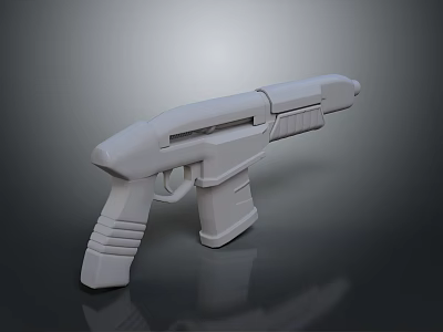 Futuristic Sci Fi Pistol Weapon 3D Model With Modern Streamlined Gray Design 3d model