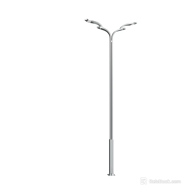 Modern Outdoor Light With Metal Lamp Post And Double Heads For Street Lighting 3d model 
