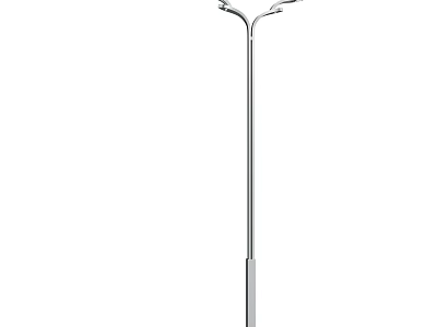 Modern Outdoor Light With Metal Lamp Post And Double Heads For Street Lighting 3d model