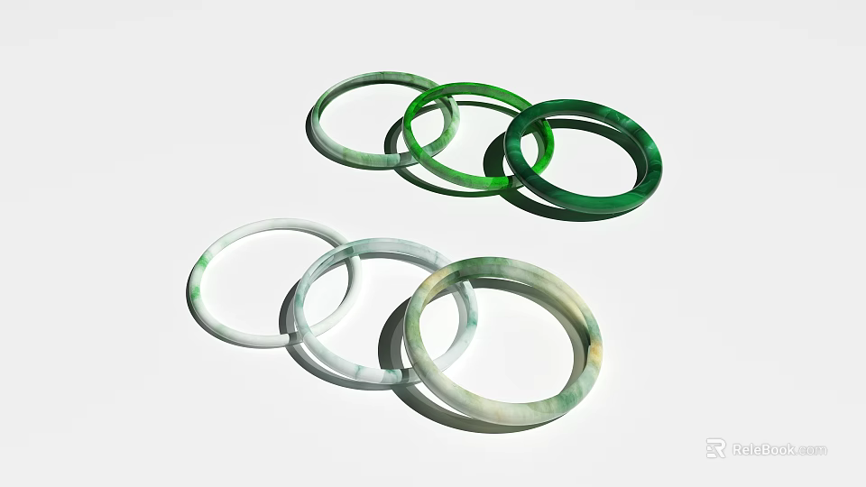 Elegant Green And White Jade Bracelets For Luxury Jewelry Collection 3d model 