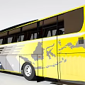 Yellow And Blue Modern Bus With Large Windows And Interior Seats 3d model