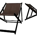 Modern Folding Lounge Chair With Brown Seat And Black Metal Frame