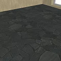 Gray Slate Stone Flooring With Irregular Natural Texture In Modern Interior Room 3d model