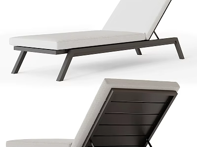 Modern Light Colored Upholstered Sofa Bench With Black Metal Frame And Backrest 3d model
