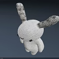 Adorable White Rabbit Doll With Fluffy Texture Gray Spotted Ears And Black Eyes
