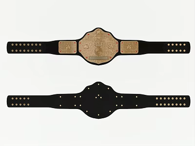 Pair of Wrestling Championship Belts With Black Straps And Gold Emblem Details 3d model