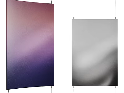 Vertically Hanging Modern Chandeliers With Purple And Gray Gradient Decorative Panels 3d model