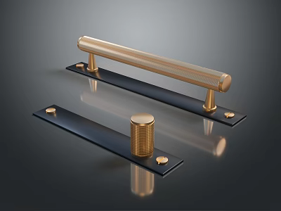Golden Decorative Handles With Black Base Modern Home Living Accessories Design 3d model