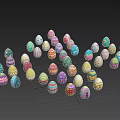Easter Bunny Themed Colorful Decorated Eggs For Festive Spring Celebration 3d model
