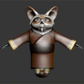 Raccoon Character Wearing Traditional Brown Robe With Yellow Cuffed Sleeves Whiskers And Outstretched Arms