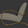 Modern Wooden Rocking Chair Featuring Beige Cushion Curved Armrest And Rocking Base