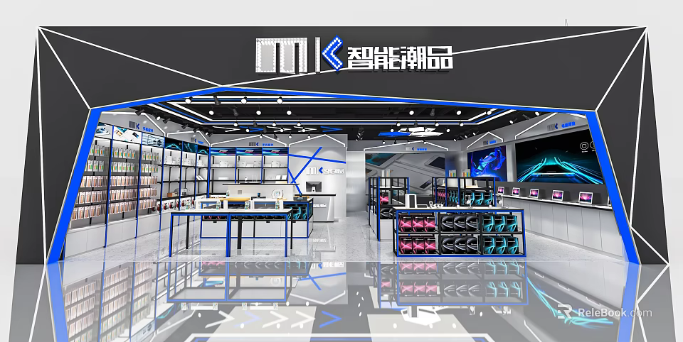 Smart Trendy Products Specialty Store With Modern Interior And Tech Gadget Displays 3d model 