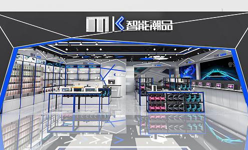 Modern store digital store mobile phone accessories store computer store mobile phone accessories display cabinet in the island display 3d model