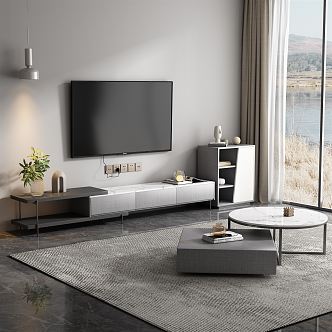 Modern TV Cabinet Panel TV Cabinet Coffee Table 3d model