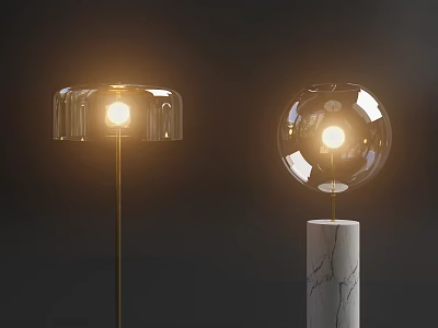 Modern Table Lamps With Transparent Shades Golden And White Cracked Bases Warm Lighting 3d model