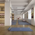 Spacious Fitness Studio Interior With Pilates Reformers Wooden Floors And Strip Lights