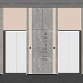 Elevator Lobby With Marble Walls Silver Metal Doors 2F 1F Floor Indicators 3d model