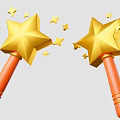 Star Magic Wand Celebration Element Icon Magic Wand Cartoon Style Magic Wand 3d model