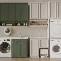 Bathroom Cabinets With Green And White Design Storage Solutions And Modern Washing Machines
