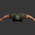 3D Male Character Model Wearing Green Shirt Pants And Brown Boots Standing With Open Arms