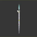 Streamlined Military Missile With Gray Body Colorful Markings Light Blue Tip And Fins