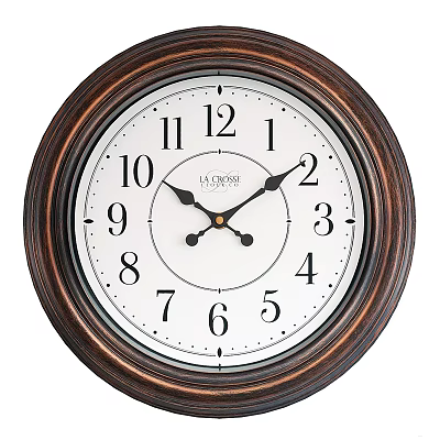 Classic Wooden Frame Wall Clock With White Dial Black Numbers And Black Hands 3d model